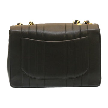 CHANEL Mademoiselle Big COCO Mark Chain ShoulderBag Lamb Skin Black Auth yk4080A - 0