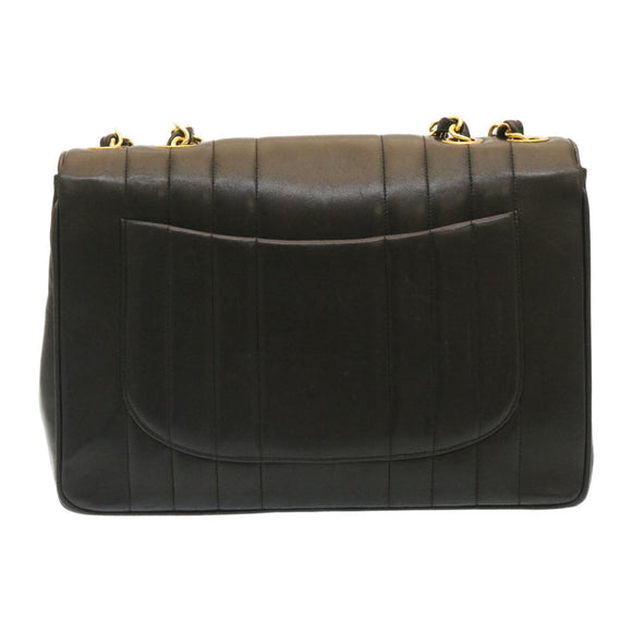 CHANEL Mademoiselle Big COCO Mark Chain ShoulderBag Lamb Skin Black Auth yk4080SAV