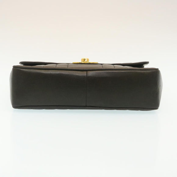 CHANEL Mademoiselle Big COCO Mark Chain ShoulderBag Lamb Skin Black Auth yk4080SAV
