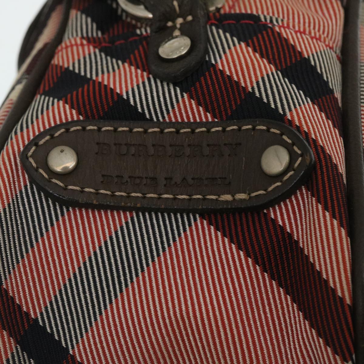 BURBERRY Nova Check Shoulder Bag Canvas Leather Red Brown Auth yk4089