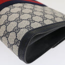 GUCCI GG Canvas Sherry Line Clutch Bag Navy Red Auth yk4501-15