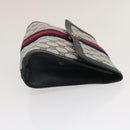 GUCCI GG Canvas Sherry Line Clutch Bag Navy Red Auth yk4501-3