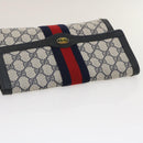 GUCCI GG Canvas Sherry Line Clutch Bag Navy Red Auth yk4501-5