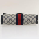 GUCCI GG Canvas Sherry Line Clutch Bag Navy Red Auth yk4501-6