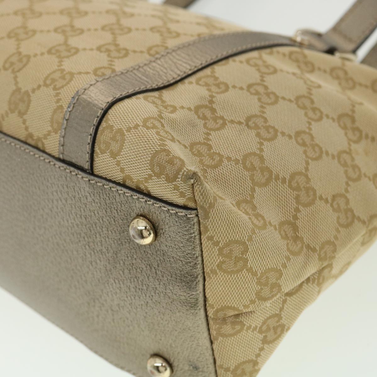 GUCCI GG Canvas Tote Bag Beige 141470213317 Auth yk5072