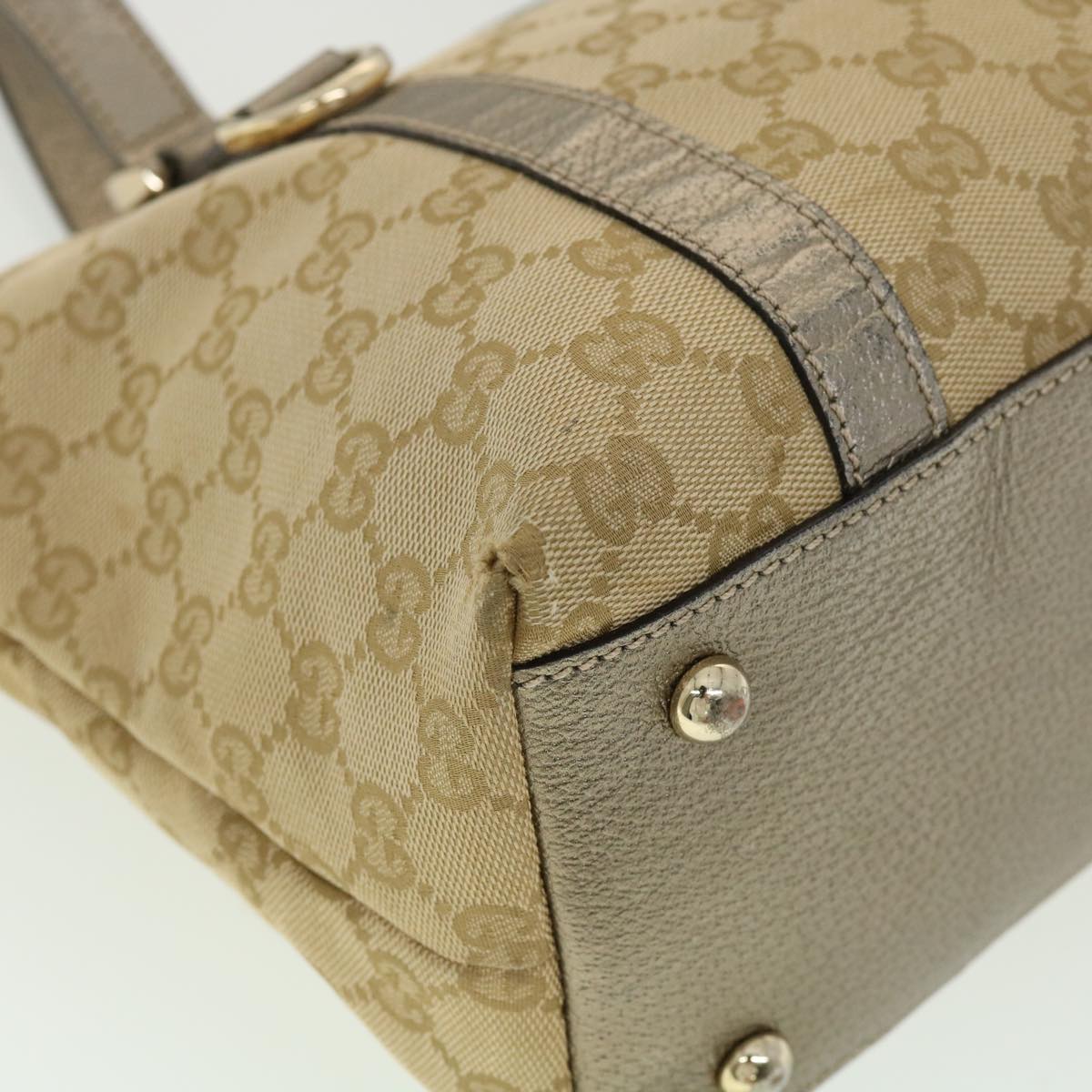 GUCCI GG Canvas Tote Bag Beige 141470213317 Auth yk5072