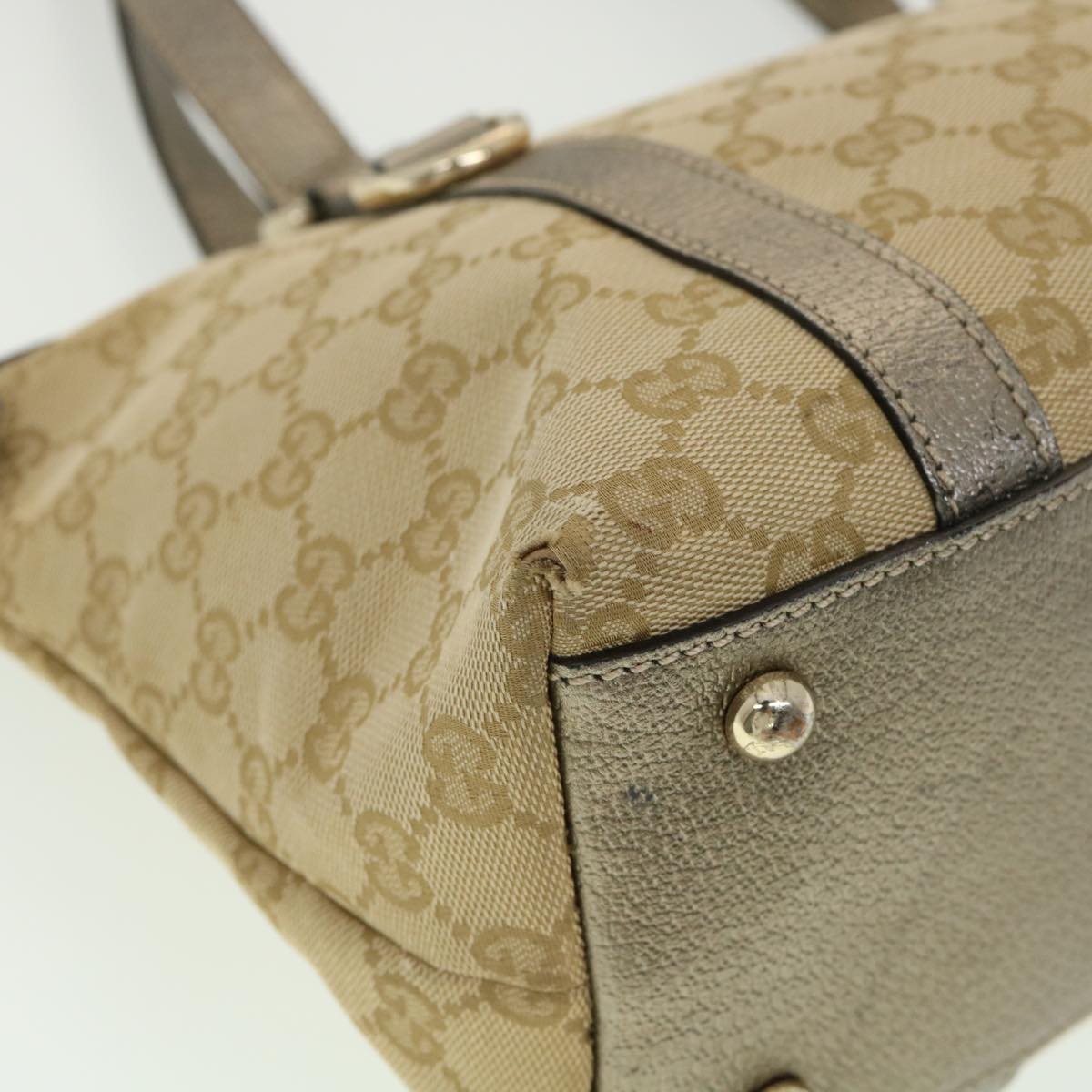 GUCCI GG Canvas Tote Bag Beige 141470213317 Auth yk5072