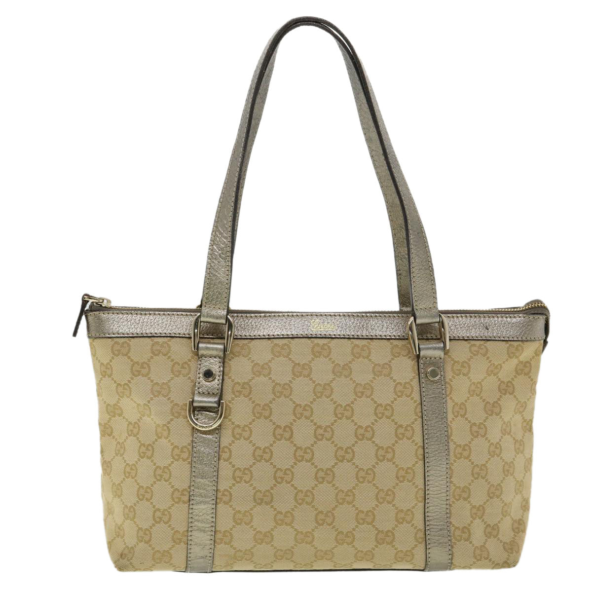 GUCCI GG Canvas Tote Bag Beige 141470213317 Auth yk5072