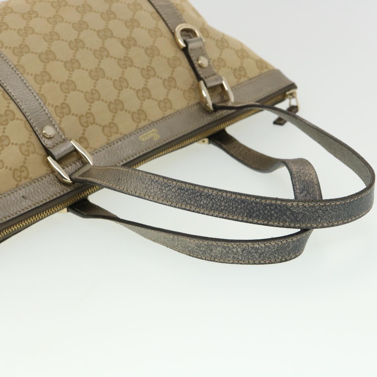 GUCCI GG Canvas Tote Bag Beige 141470213317 Auth yk5072