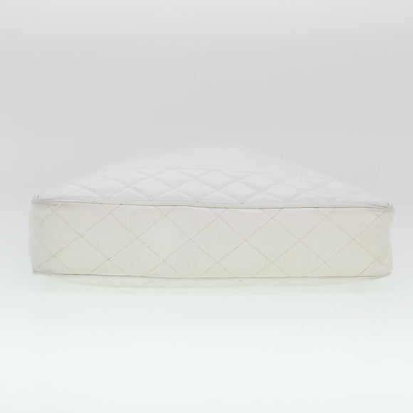 CHANEL Chain Shoulder Bag Lamb Skin White CC Auth yk6254