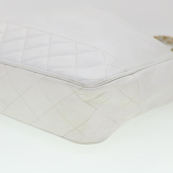 CHANEL Chain Shoulder Bag Lamb Skin White CC Auth yk6254