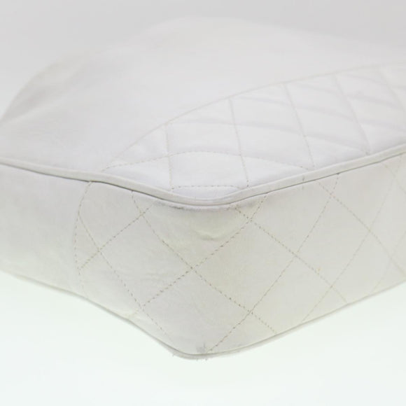 CHANEL Chain Shoulder Bag Lamb Skin White CC Auth yk6254