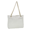 CHANEL Chain Shoulder Bag Lamb Skin White CC Auth yk6254-1