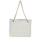 CHANEL Chain Shoulder Bag Lamb Skin White CC Auth yk6254-2