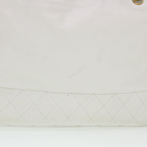 CHANEL Chain Shoulder Bag Lamb Skin White CC Auth yk6254