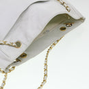 CHANEL Chain Shoulder Bag Lamb Skin White CC Auth yk6254-7