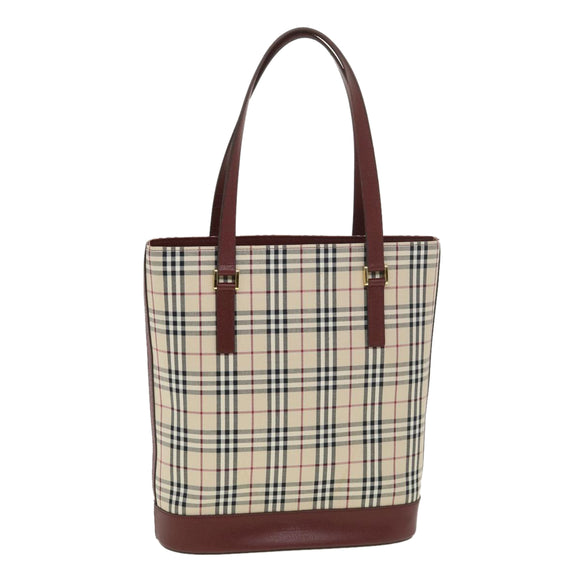 BURBERRY Nova Check Tote Bag Nylon Beige Auth yk6343V
