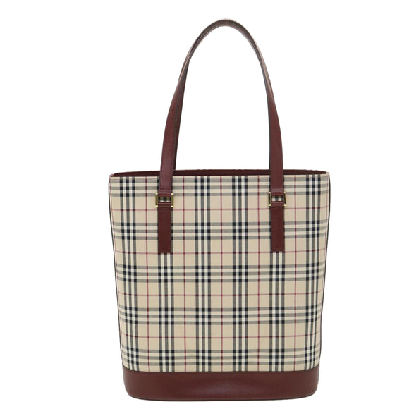 BURBERRY Nova Check Tote Bag Nylon Beige Auth yk6343V