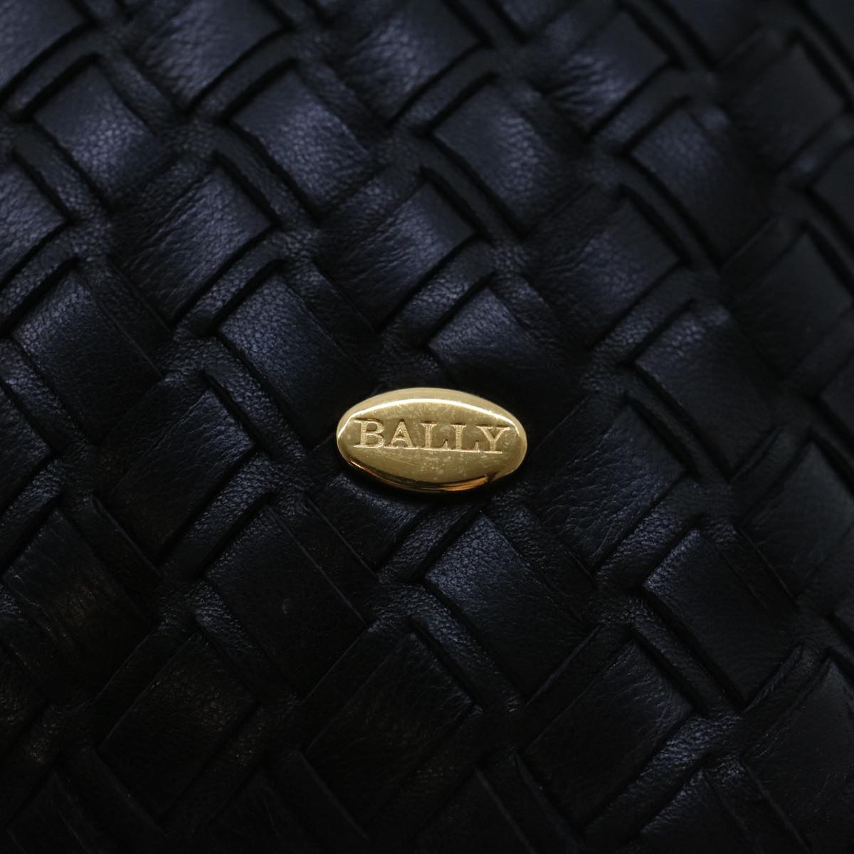 BALLY Fringe Hand Bag Leather Black Auth yk7294