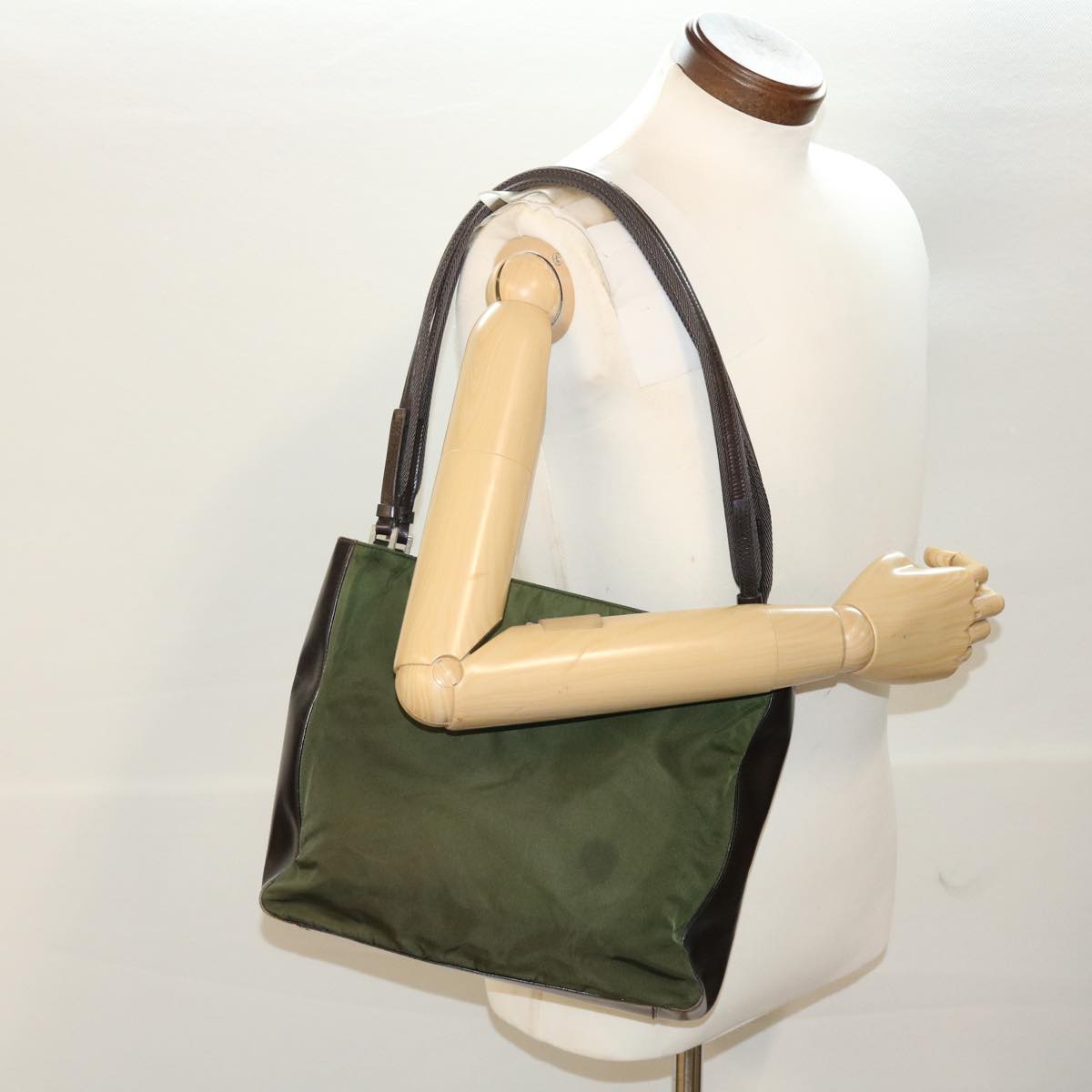 PRADA Shoulder Bag Nylon Khaki Auth yk7523B