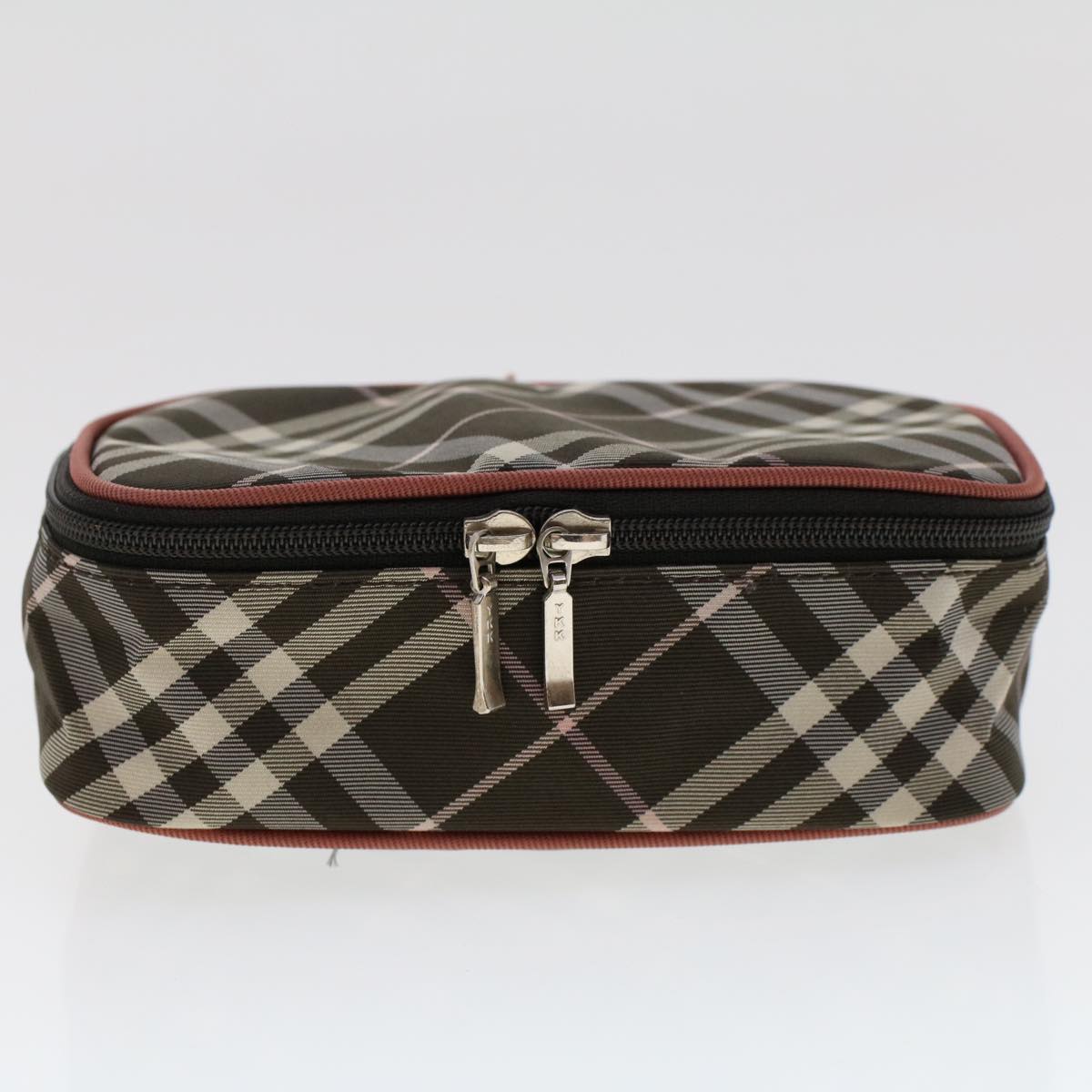 BURBERRY Nova Check Blue Label Pouch Hand Bag Nylon 2Set Pink Brown Auth yk7574B