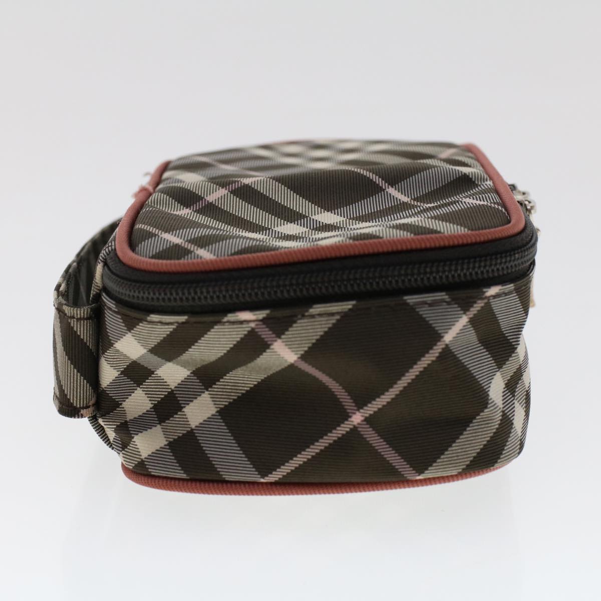 BURBERRY Nova Check Blue Label Pouch Hand Bag Nylon 2Set Pink Brown Auth yk7574B