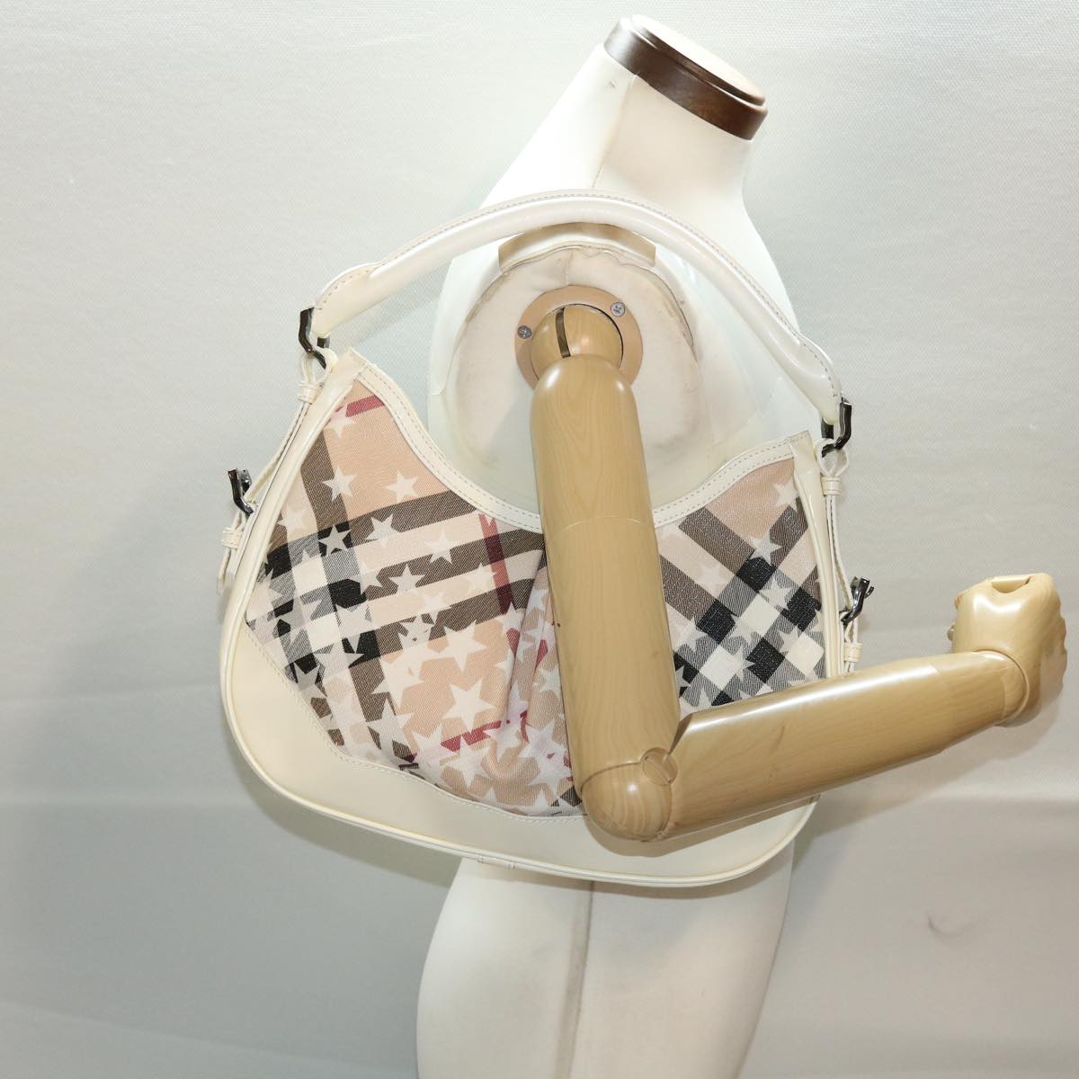 BURBERRY Nova Check Shoulder Bag PVC Leather Beige Auth yk7693B