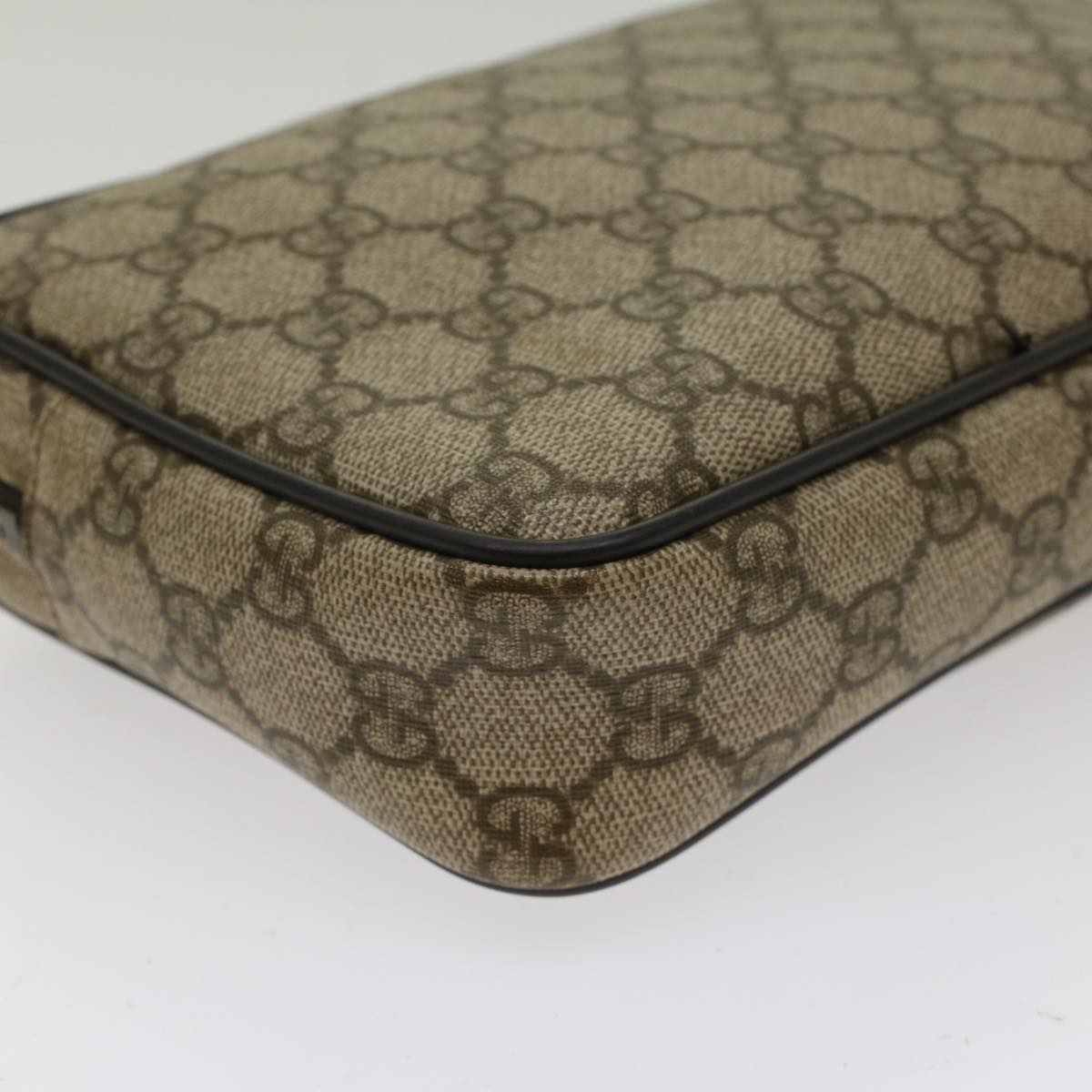 GUCCI GG Canvas Clutch Bag PVC Leather Beige 73956 Auth yk7760