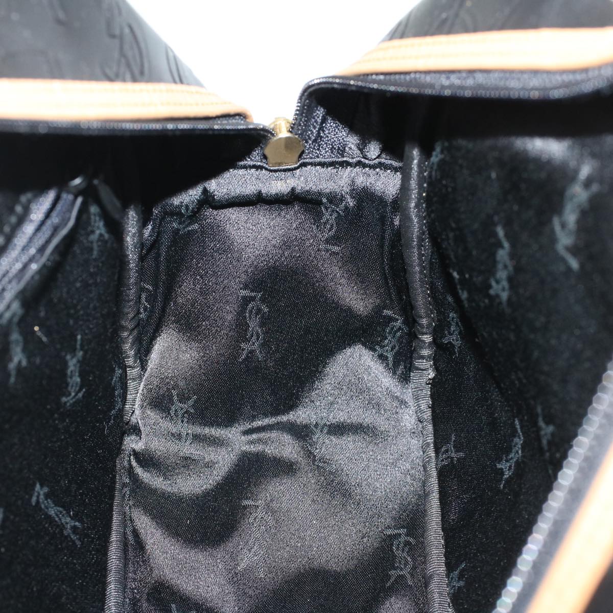 SAINT LAURENT Hand Bag PVC Leather Black Auth yk7824B