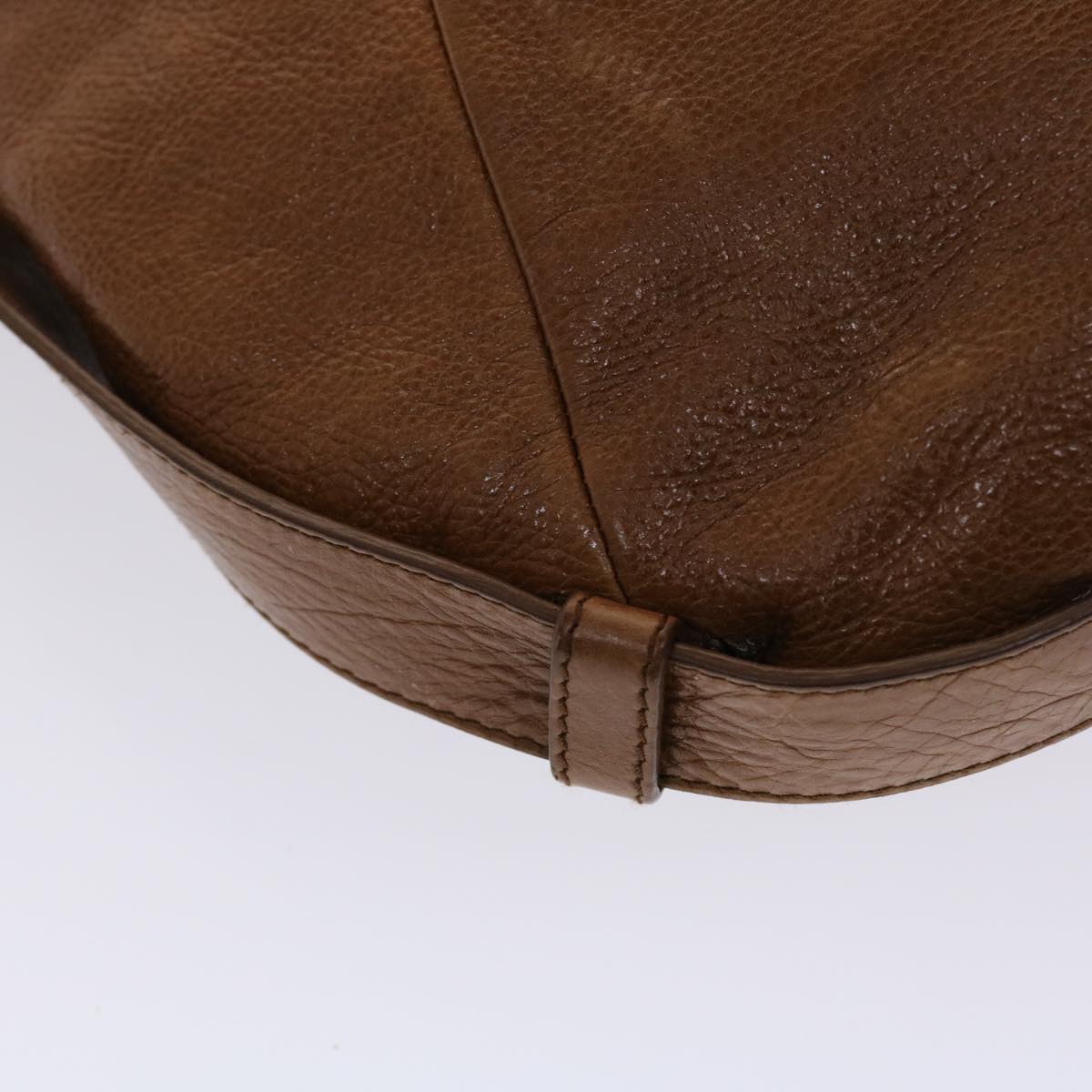 SAINT LAURENT Mombasa Shoulder Bag Leather Brown Auth yk7900