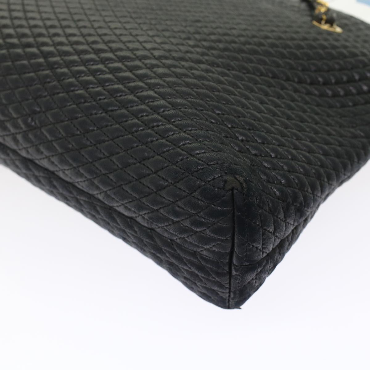 BALLY Quilted Chain Shoulder Bag Leather Black Auth yk7947