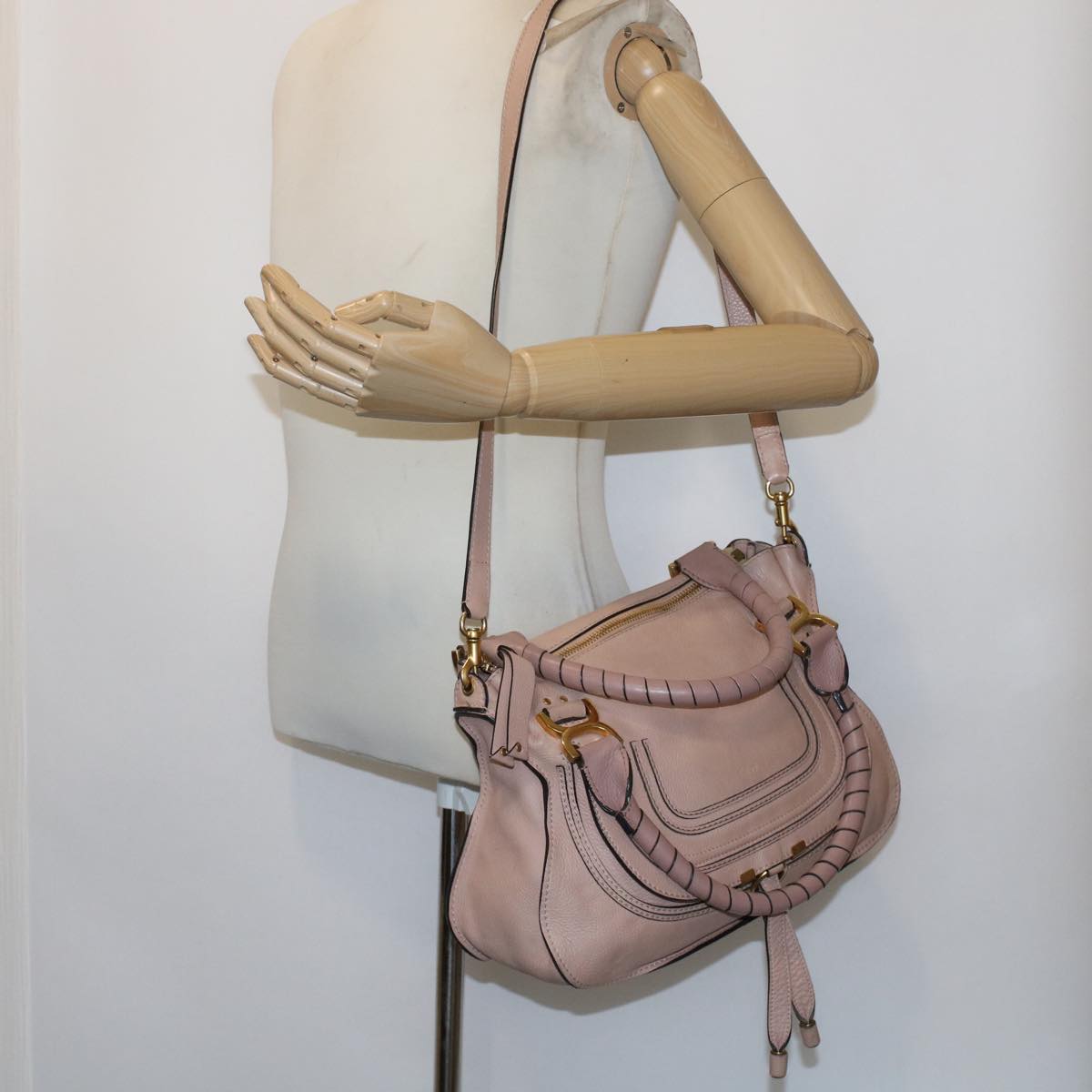 Chloe Mercy Hand Bag Leather 2way Pink Auth yk7960