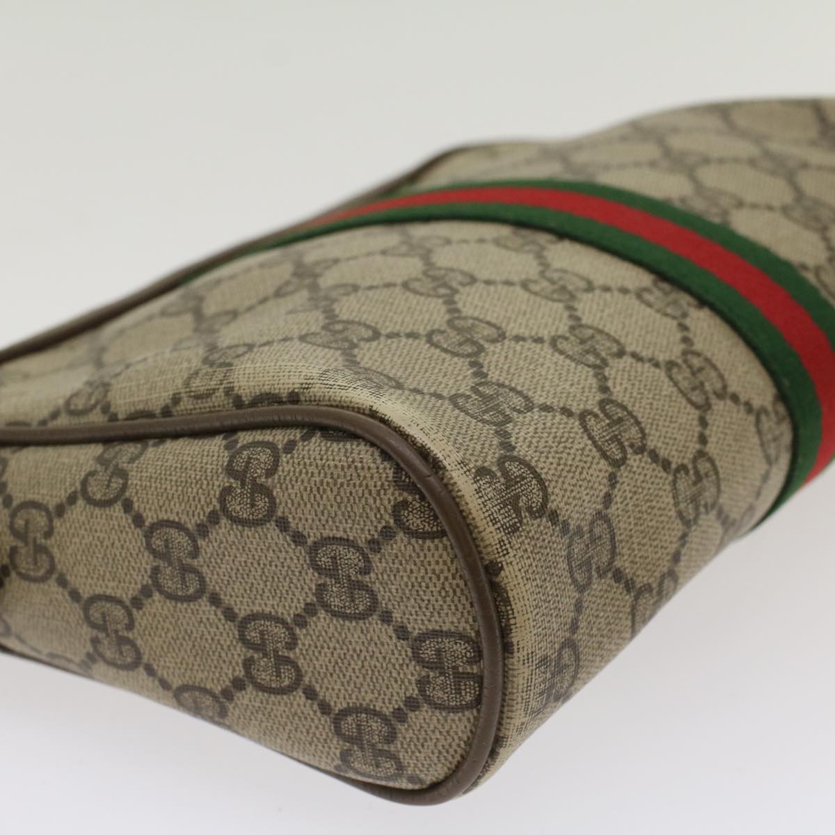 GUCCI GG Canvas Web Sherry Line Clutch Bag Beige Red Green 56.01.012 Auth yk8055