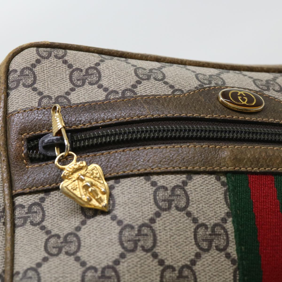 GUCCI GG Canvas Web Sherry Line Shoulder Bag Beige Red 39.001.4938 Auth yk8120B