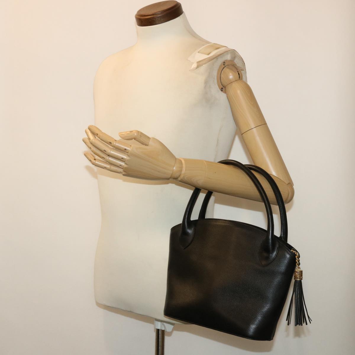 VALENTINO Hand Bag Leather Black Auth yk8121B