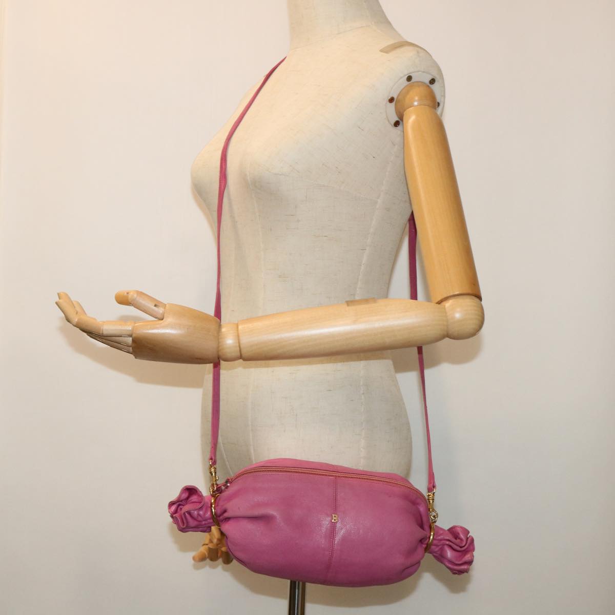 BALLY Shoulder Bag Leather Pink Auth yk8158