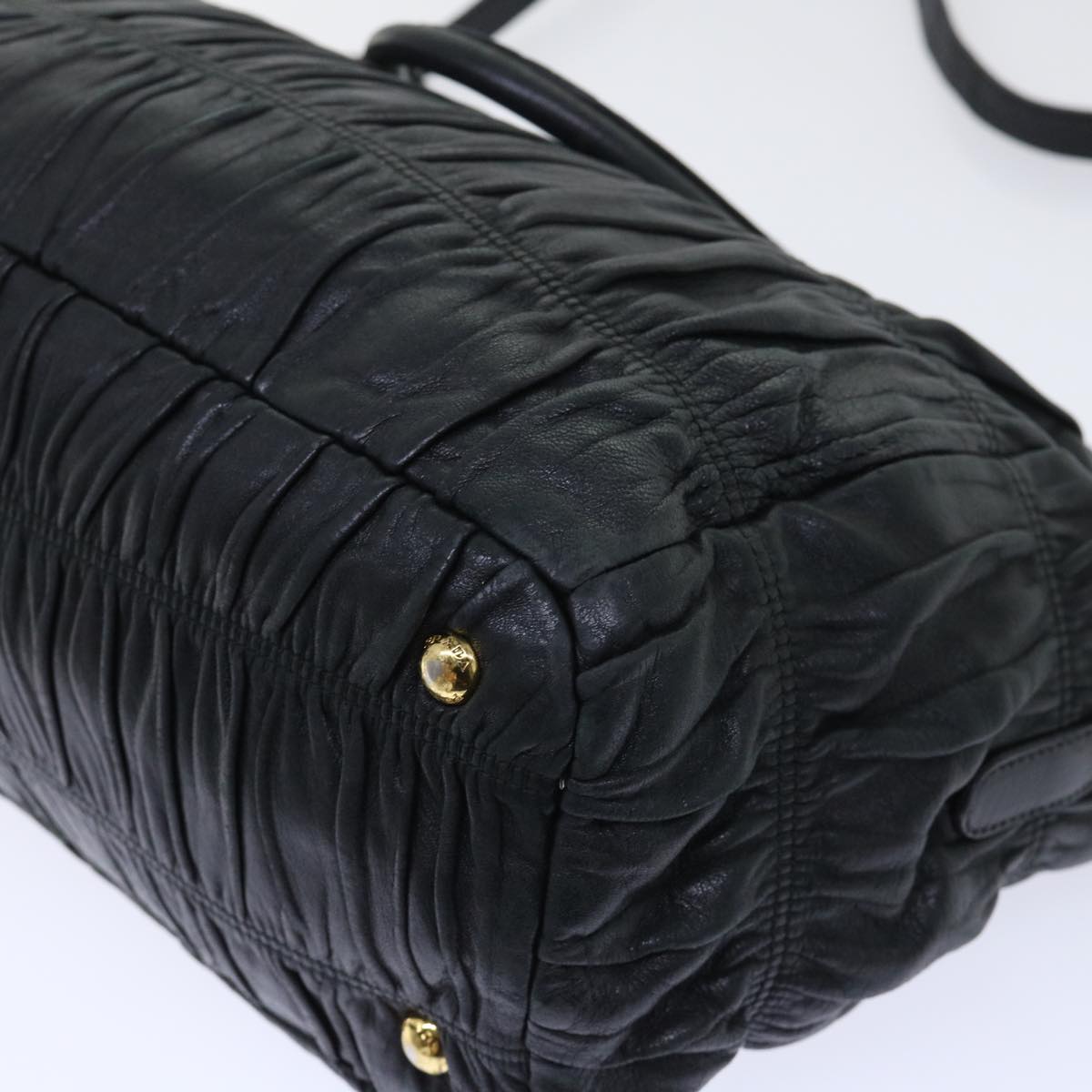 PRADA Hand Bag Leather 2way Black Auth yk8198B