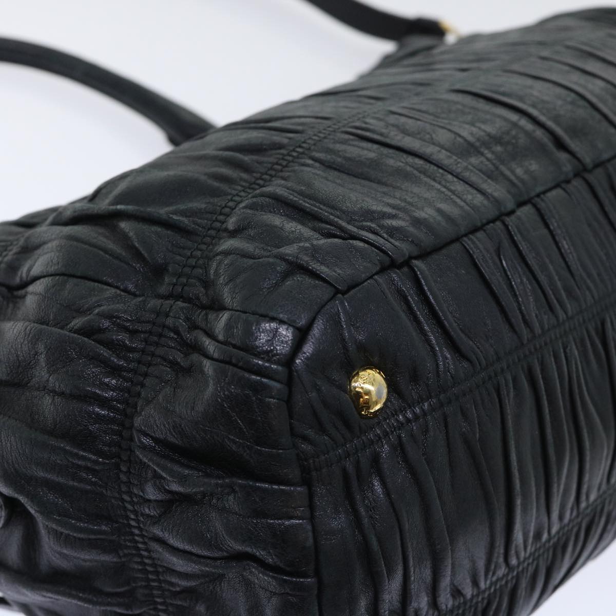 PRADA Hand Bag Leather 2way Black Auth yk8198B