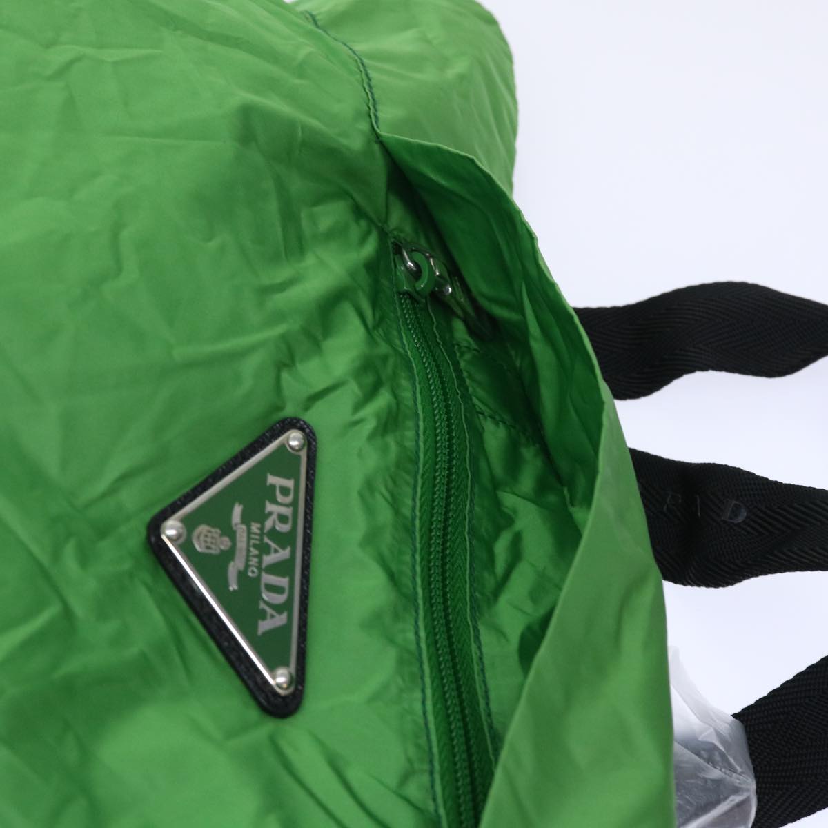 PRADA Hand Bag Nylon Green 1ARA13 Auth yk8208