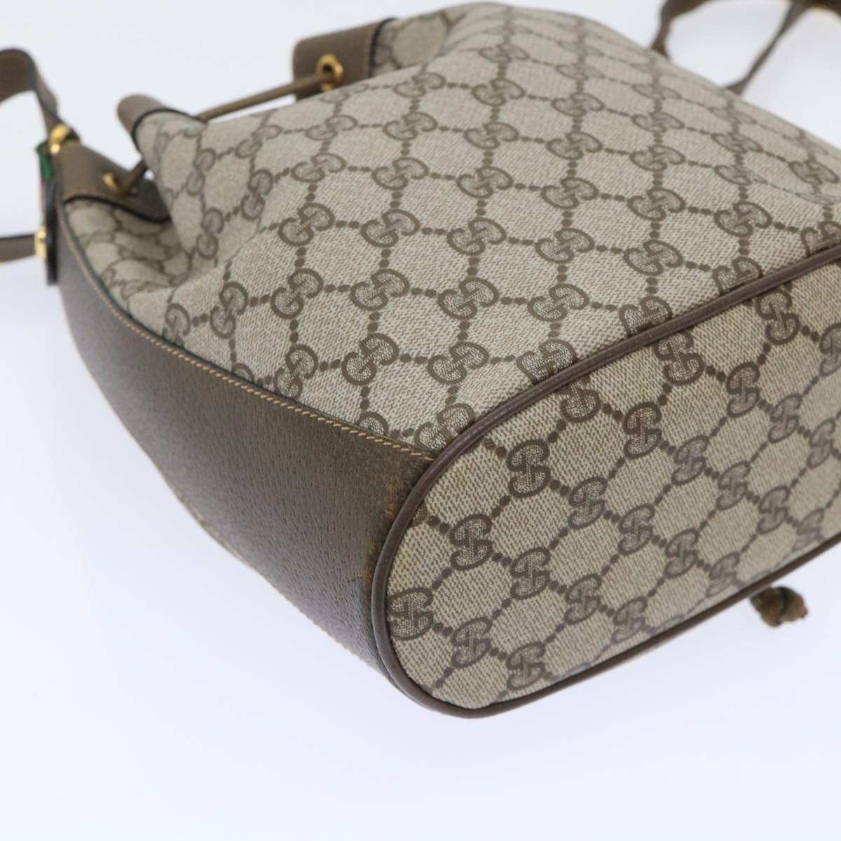 GUCCI GG Canvas Web Sherry Line Shoulder Bag Beige Green 41.02.034 Auth yk8237