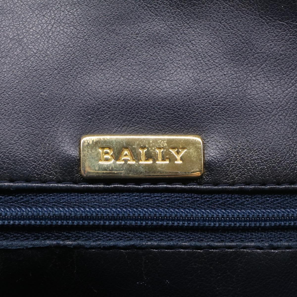 BALLY Quilted Hand Bag Leather Navy Auth yk8252