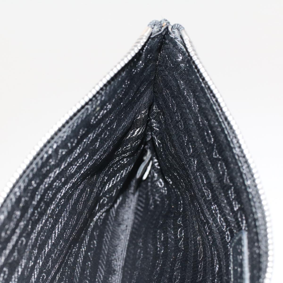 PRADA Pouch Nylon Leather Black Auth yk8278