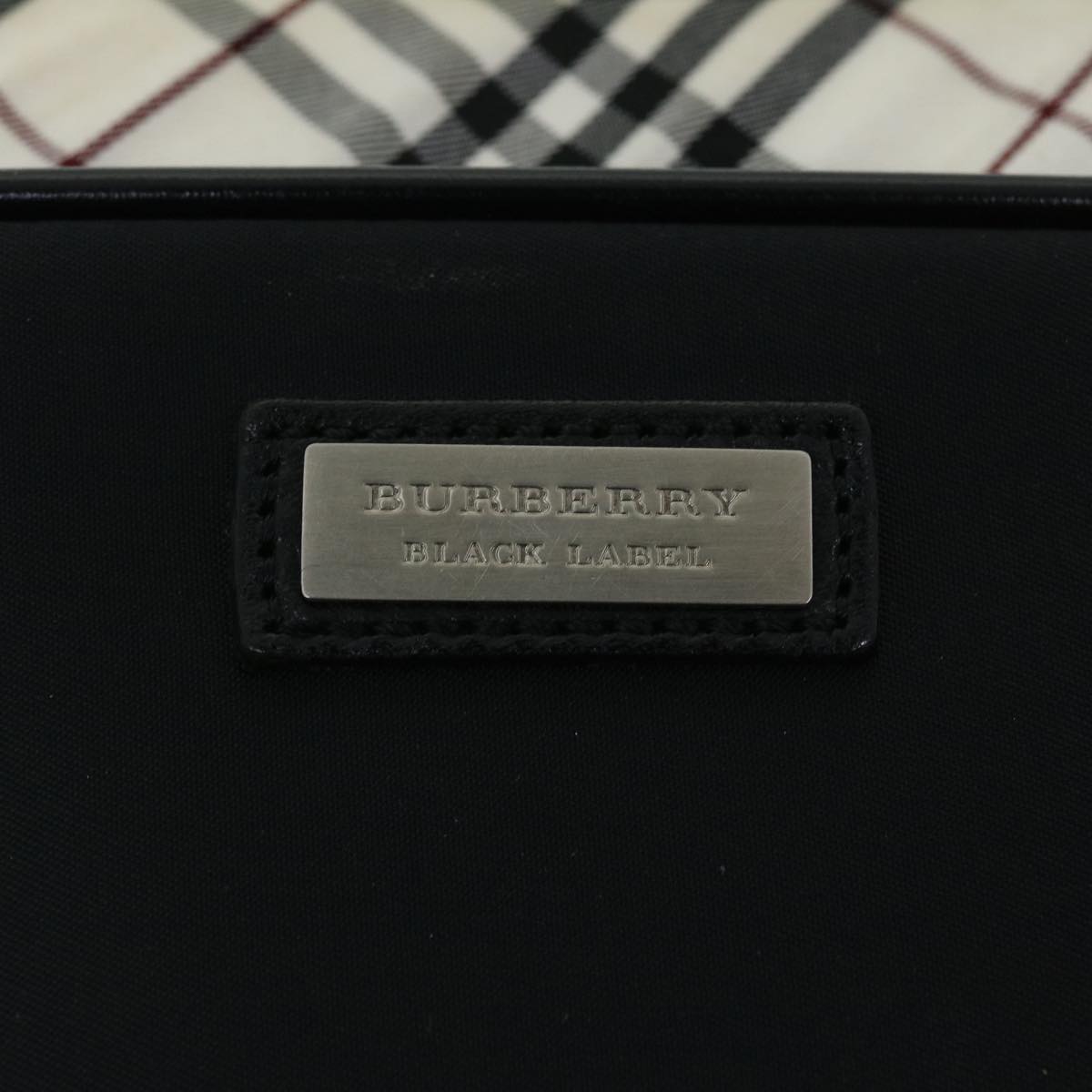 BURBERRY Nova Check Black Label Body Bag Nylon Black Auth yk8349