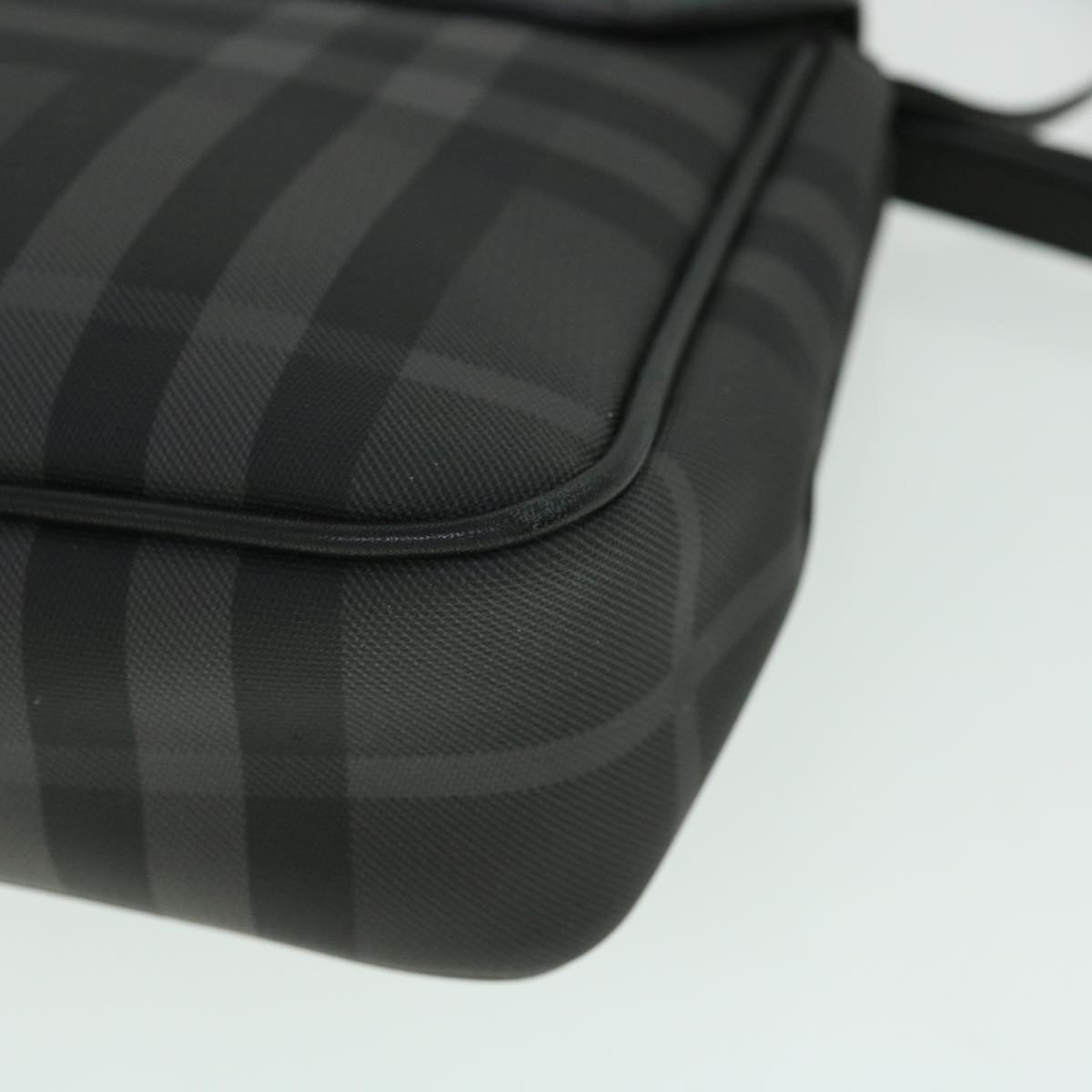 BURBERRY Nova Check Clutch Bag Coated Canvas Leather Black Auth yk8453