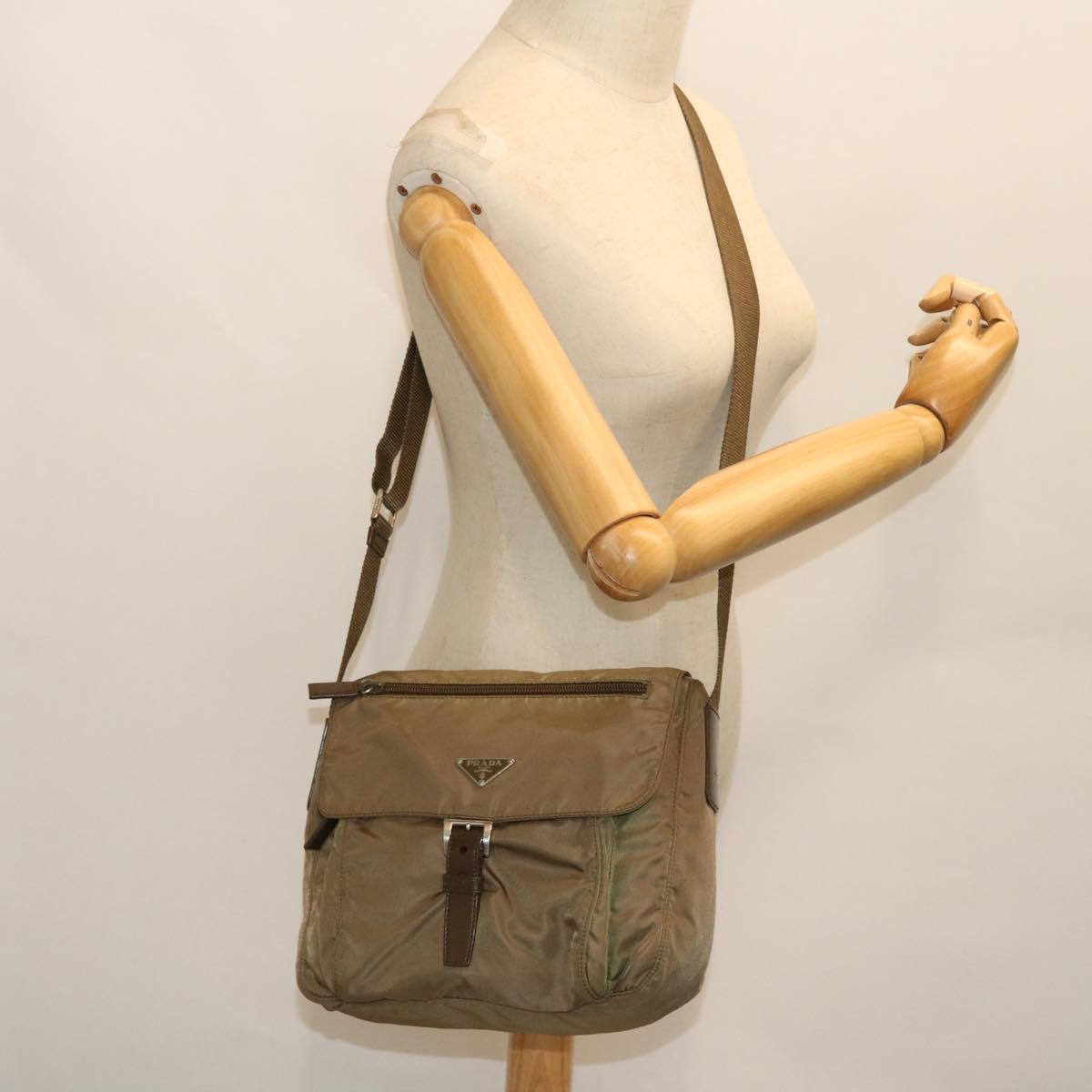 PRADA Shoulder Bag Nylon Brown Auth yk8465