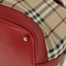 BURBERRY Nova Check Tote Bag PVC Leather Beige Red Auth yk8482-15