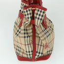 BURBERRY Nova Check Tote Bag PVC Leather Beige Red Auth yk8482-4
