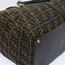 FENDI Zucca Canvas Boston Bag Brown Black Auth yk8493-17