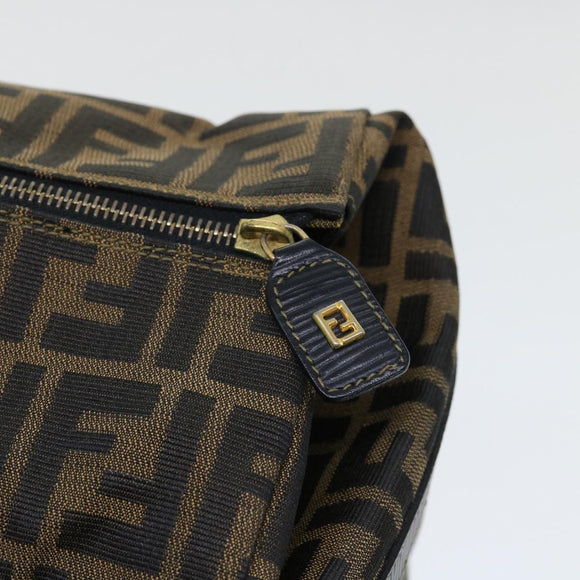 FENDI Zucca Canvas Boston Bag Brown Black Auth yk8493