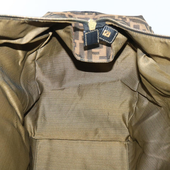 FENDI Zucca Canvas Boston Bag Brown Black Auth yk8493